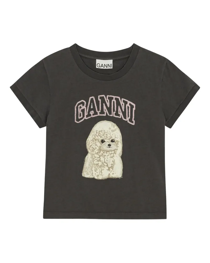 Ganni T-Shirt mit Logo-Print - Schwarz Schwarz