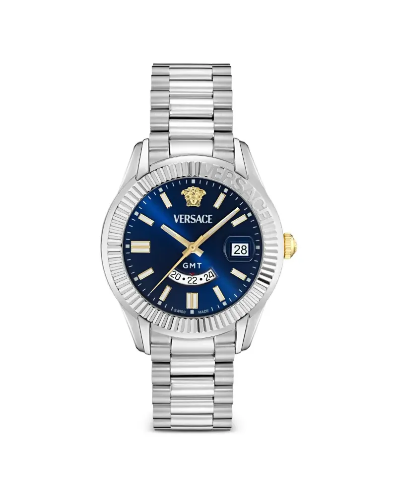 Versace Greca GMT Fluted 41mm - Blau Blau