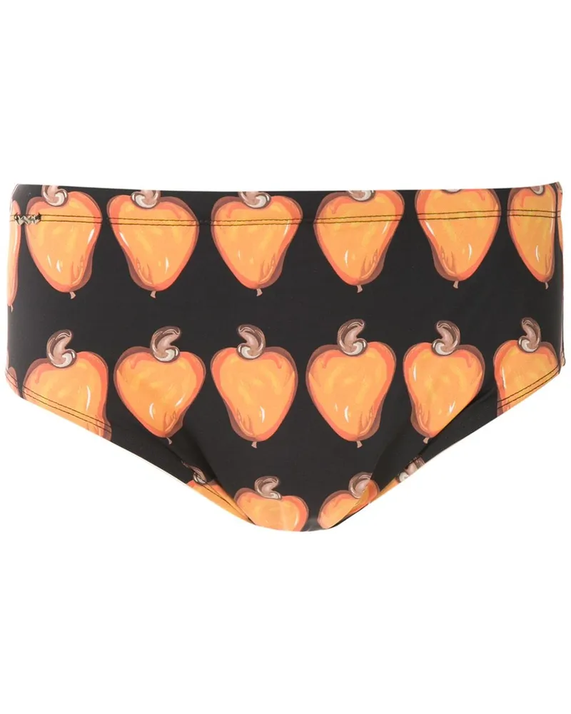 Amir Slama Badehose mit Print - Schwarz Schwarz