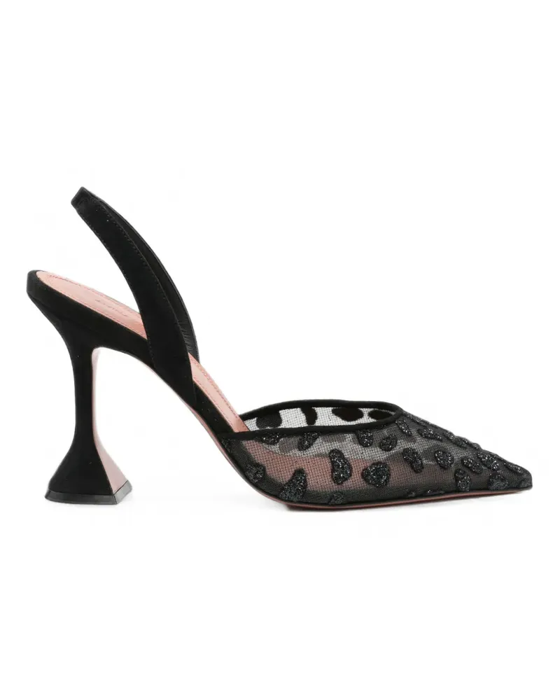Amina Muaddi Holli Mesh-Pumps mit Leopardenprint - Schwarz Schwarz