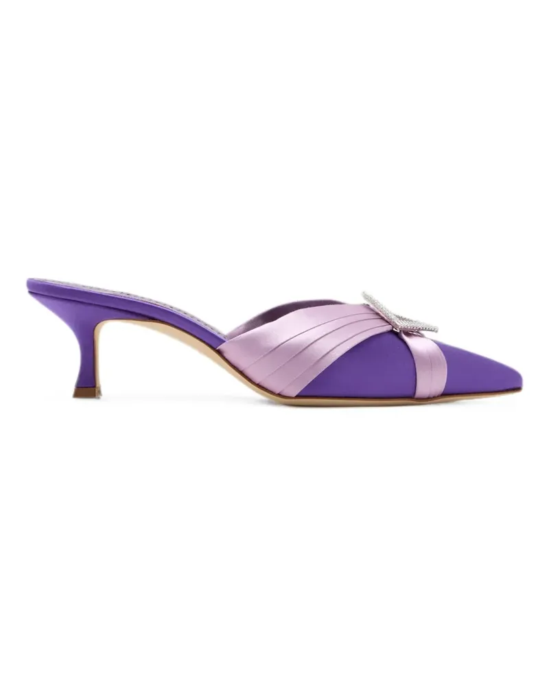 Manolo Blahnik Spitze Vieras Mules mit Kristallverzierung - Violett Violett