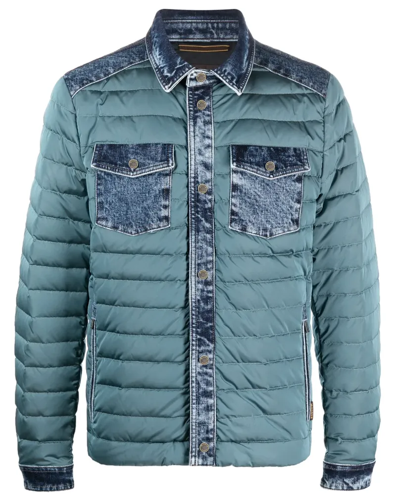 MOORER Gefütterte Jacke mit Jeansbesatz - Blau Blau