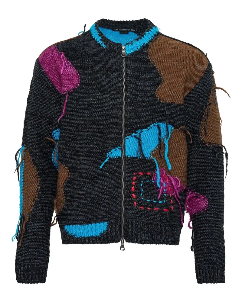 Andersson Bell patchwork frayed zip-up cardigan - Grau Grau