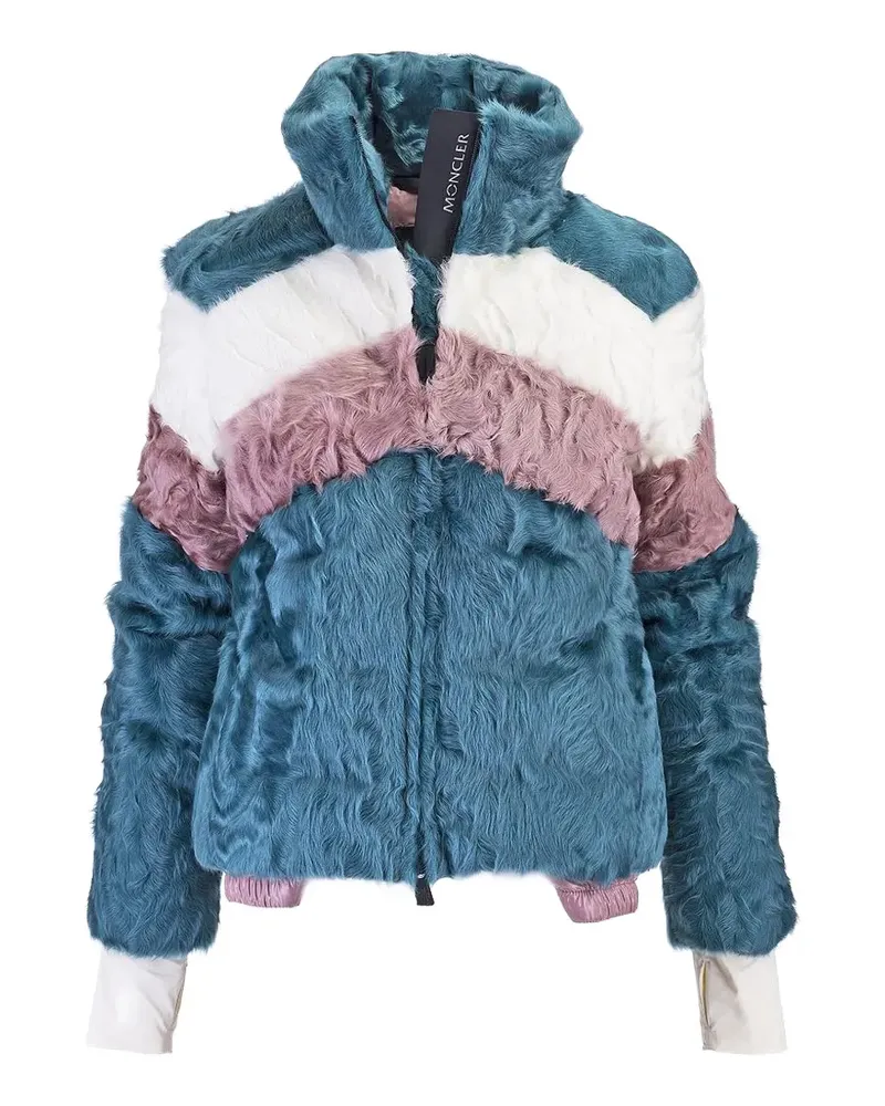 Moncler colour-block faux-fur jacket - Blau Blau