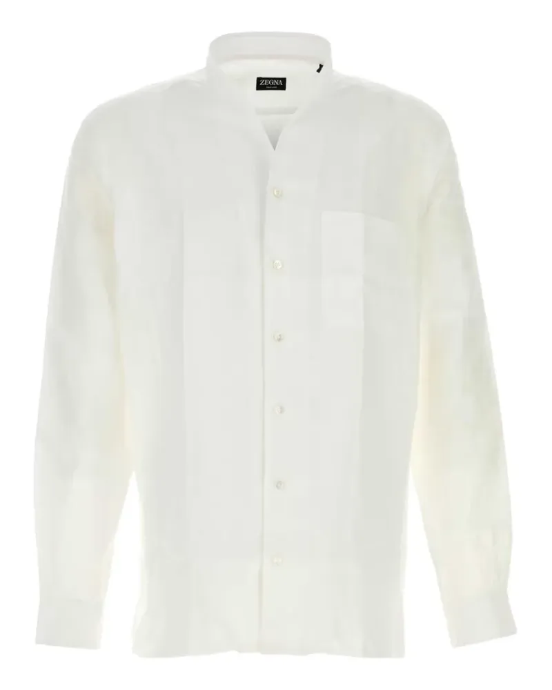 Ermenegildo Zegna band-collar chest-pocket shirt - Weiß Weiß
