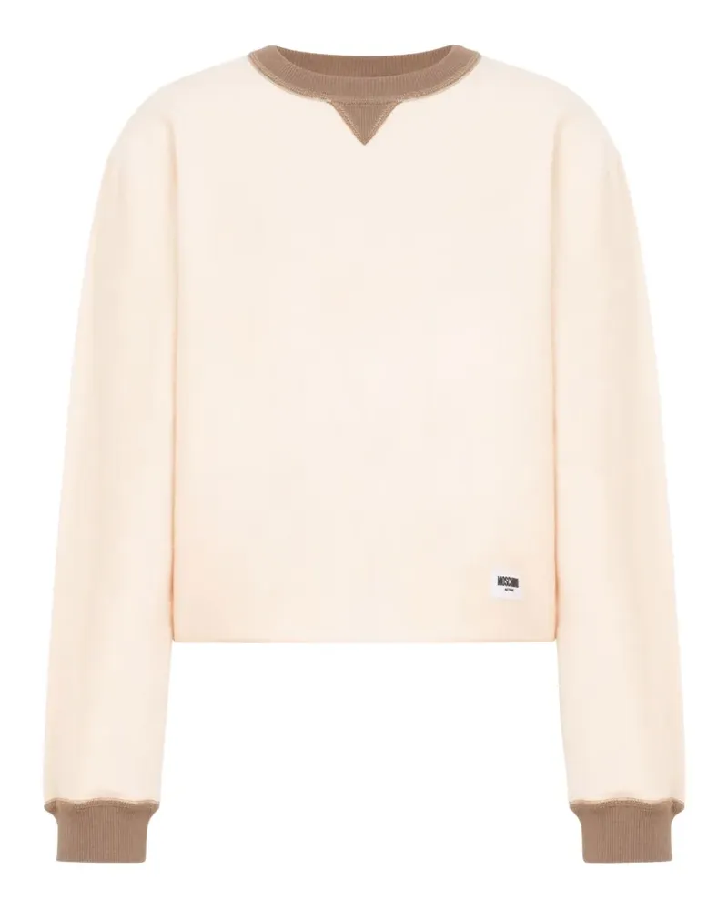 Moschino Gerippter Pullover mit Logo-Patch - Nude Nude