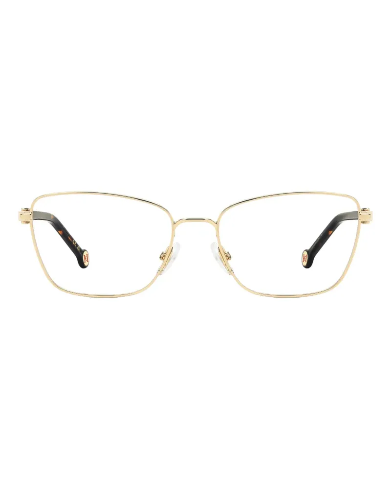 Carolina Herrera New York Eckige Brille mit Logo-Schild - Gold Gold