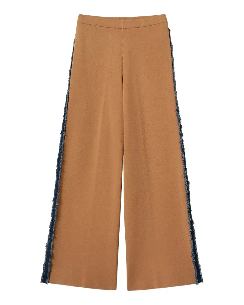 Twin-Set knit trousers with denim trim - Nude Nude