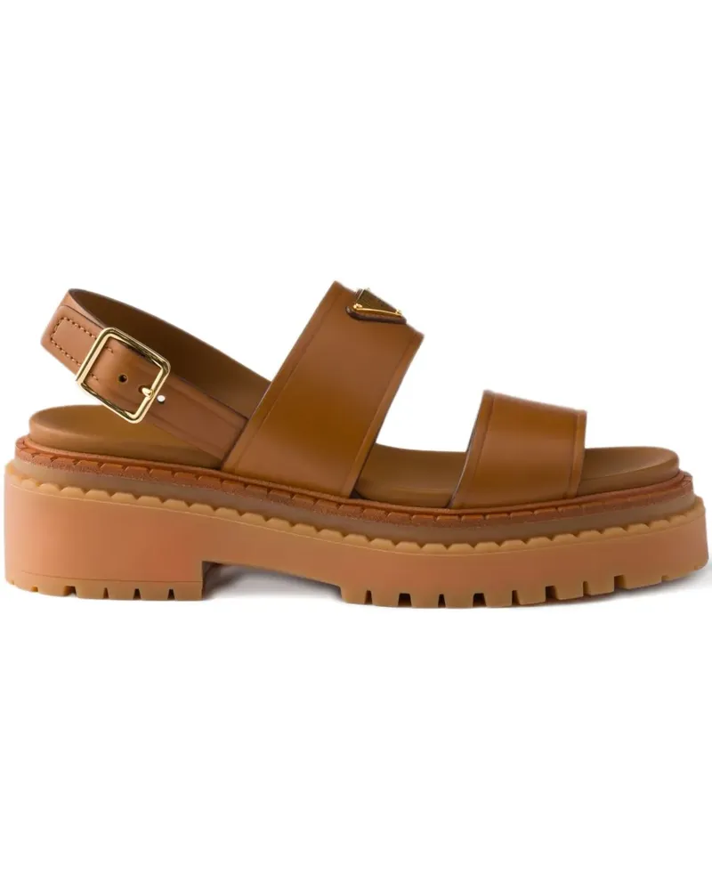 Prada Plateau-Sandalen mit Schnallenriemen 55mm - Braun Braun