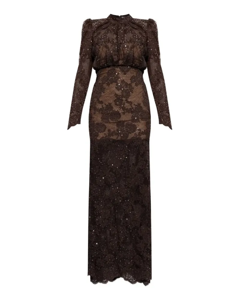 Self-Portrait Maxikleid mit Pailletten - Braun Braun
