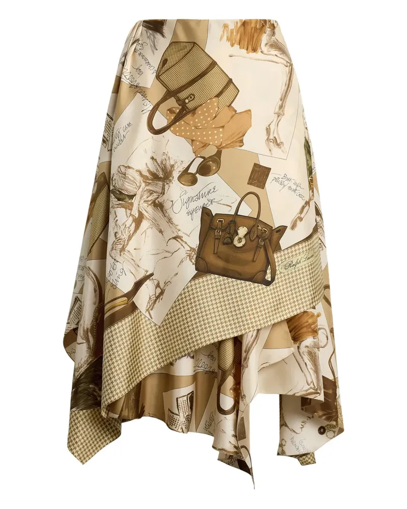 Ralph Lauren Asymmetrischer Midirock aus Seide - Nude Nude