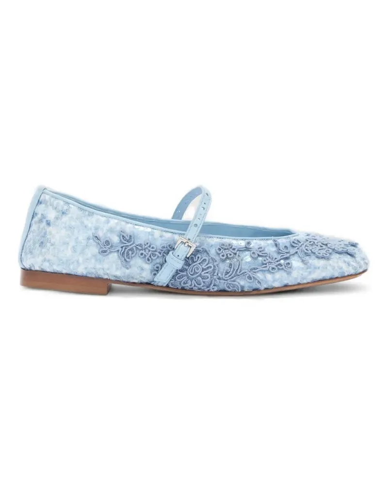 Ermanno Scervino floral-embellished ballet flats - Blau Blau