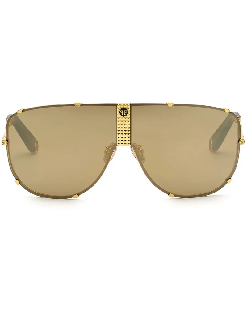 Philipp Plein Pilotenbrille mit Oversized-Gestell - Gold Gold