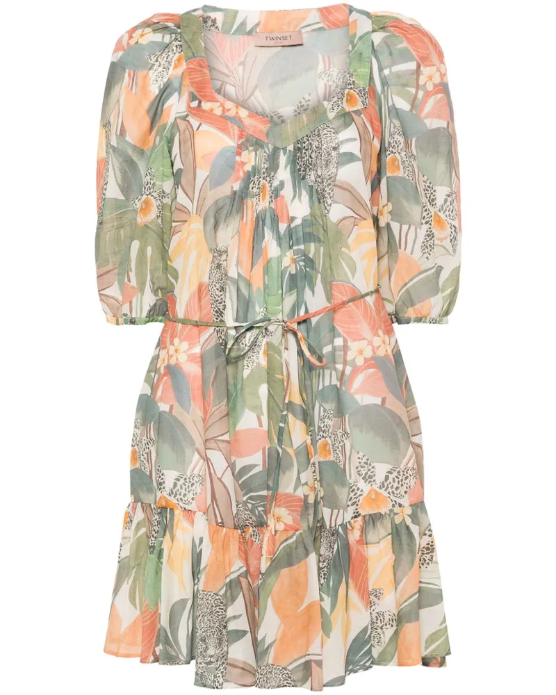 Twin-Set Minikleid mit "Papaya Jungle"-Print - Grün Grün