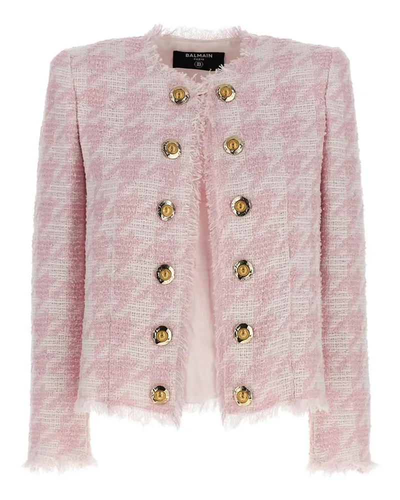 Balmain Blazer aus Tweed mit ausgefransten Kanten - Rosa Rosa