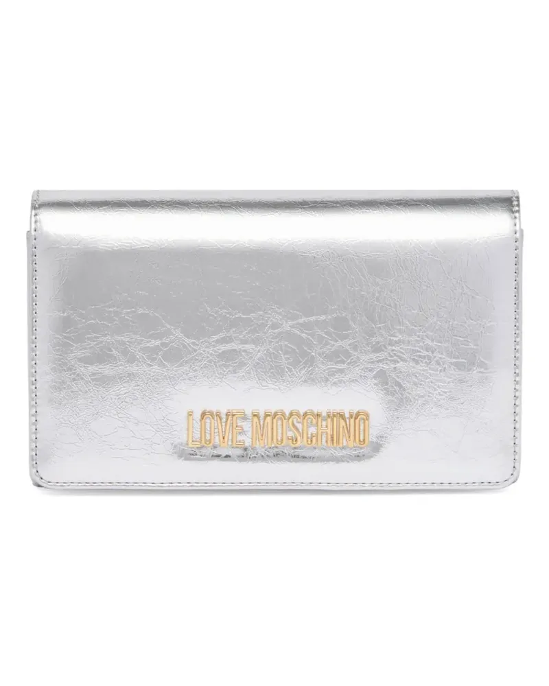 Moschino Schultertasche im Metallic-Look - Silber Silber