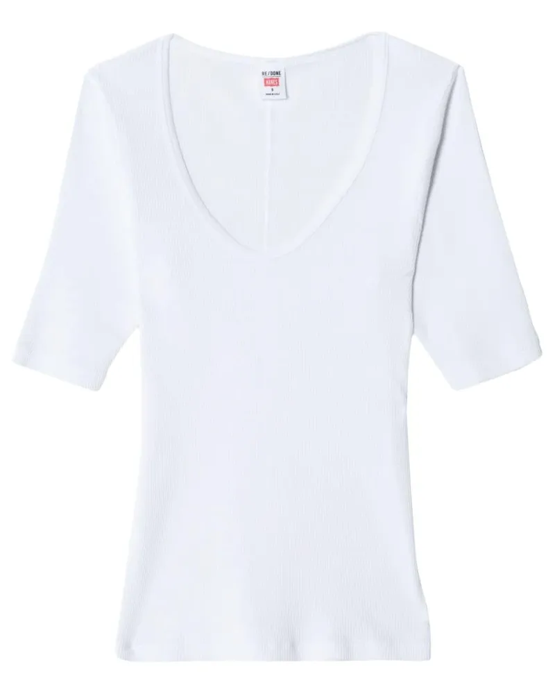 RE/DONE T-Shirt mit U-Ausschnitt - Weiß Weiß