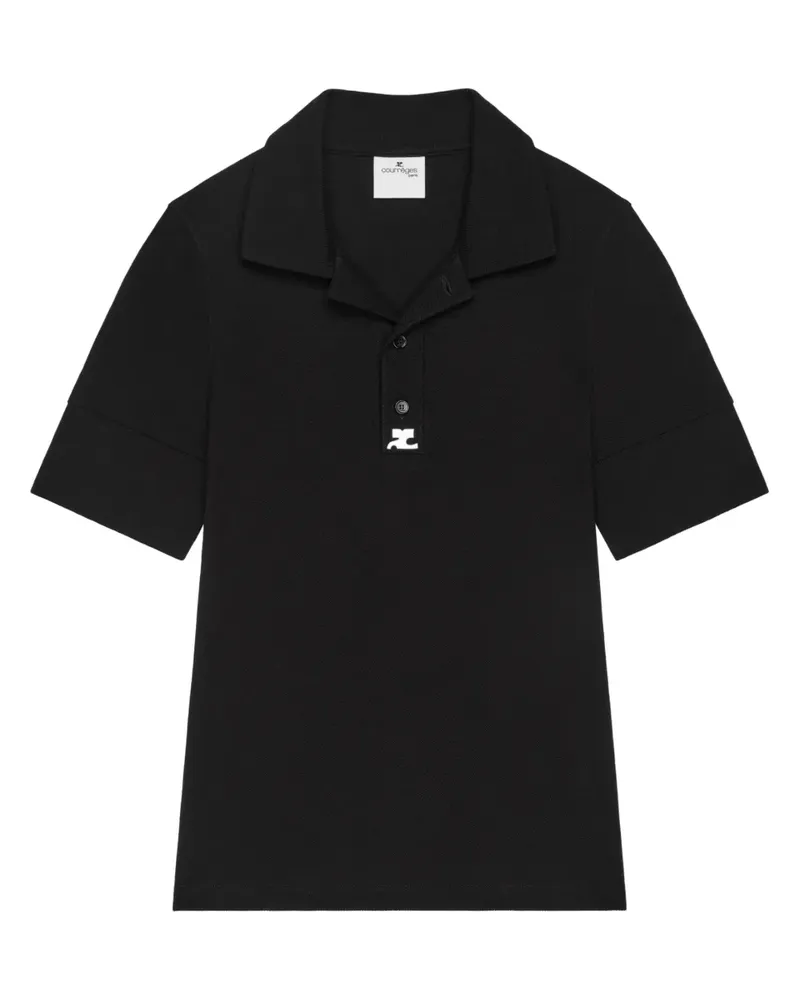 Courrèges Poloshirt mit Logo - Schwarz Schwarz