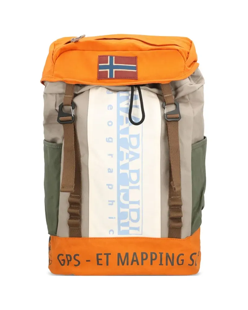 Napapijri Equator flag-logo cotton backpack - Orange Orange
