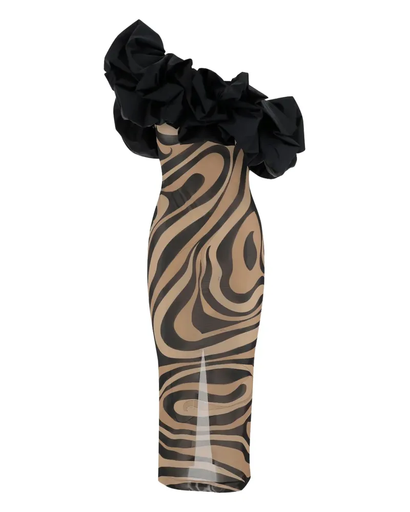 Emilio Pucci One-Shoulder-Kleid mit Marmo-Print - Nude Nude