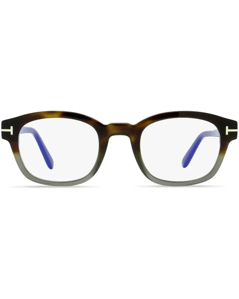 Tom Ford Blue Block Brille mit eckigem Gestell - Braun Braun