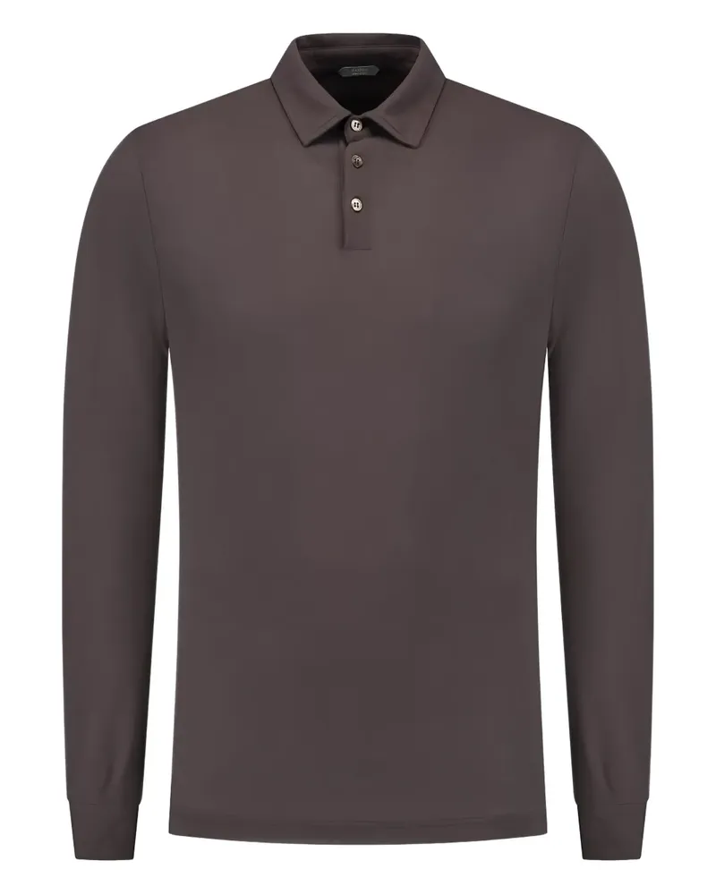 Zanone Langärmeliges Poloshirt - Braun Braun