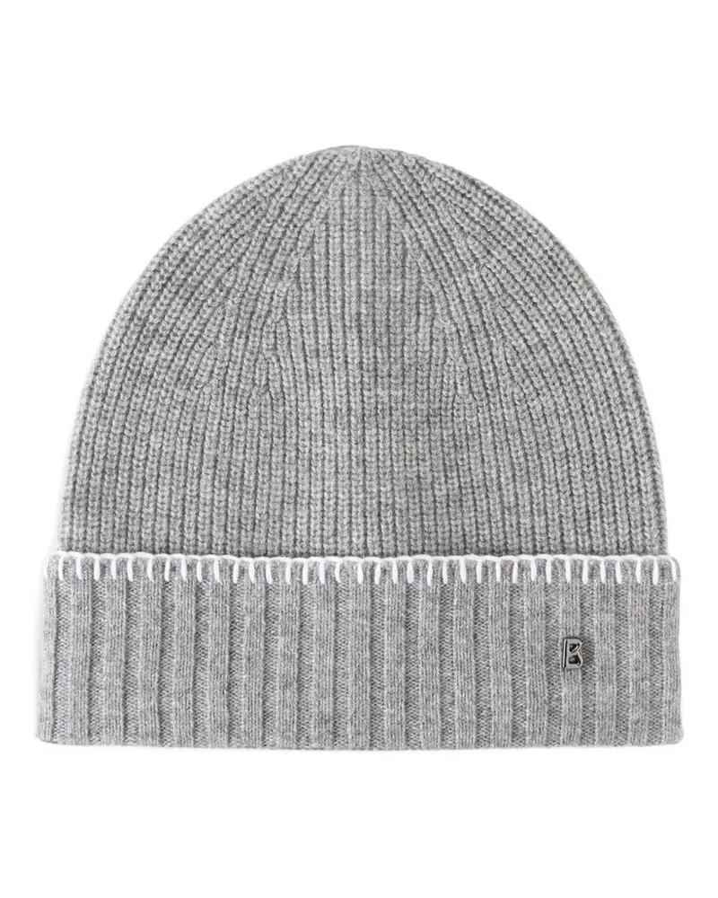 Bogner Moulan Beanie aus geripptem Wollstrick - Grau Grau