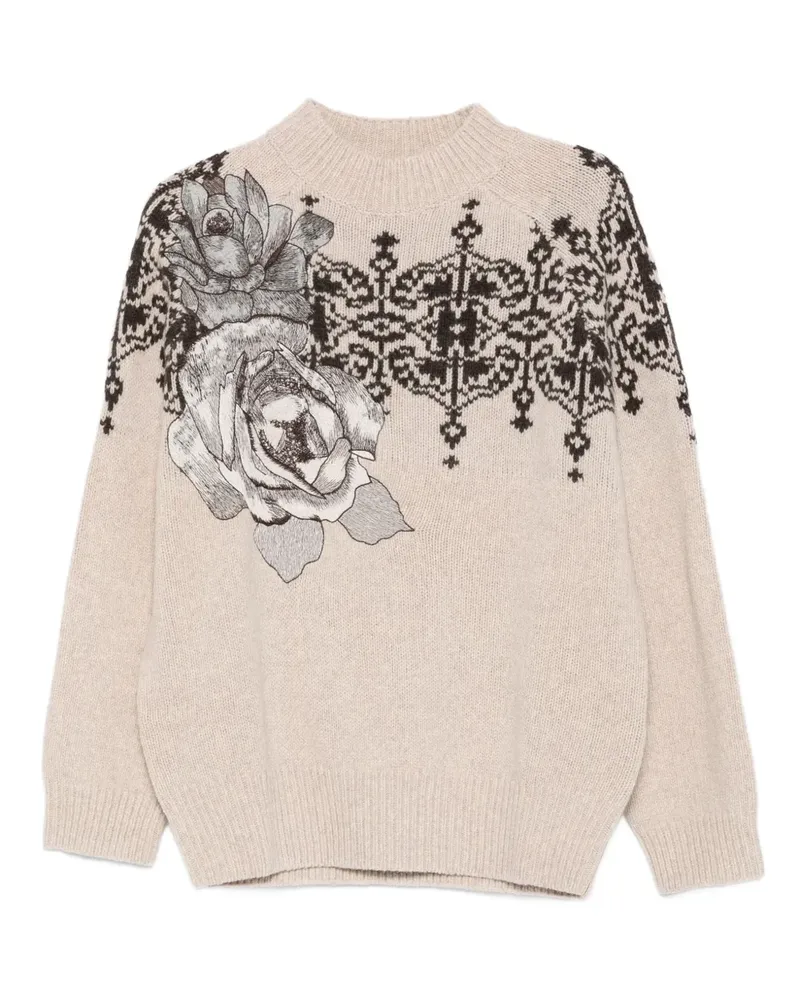 Blumarine Pullover mit Rosen-Print - Nude Nude