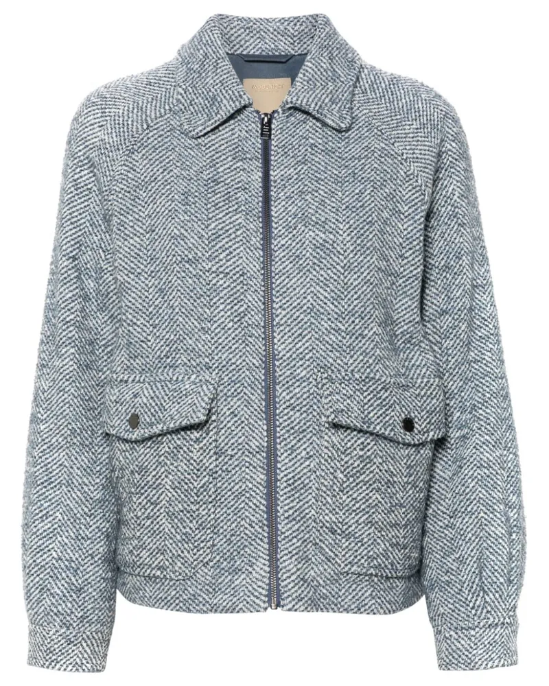 Woolrich Jacke mit Fischgrätenmuster - Blau Blau