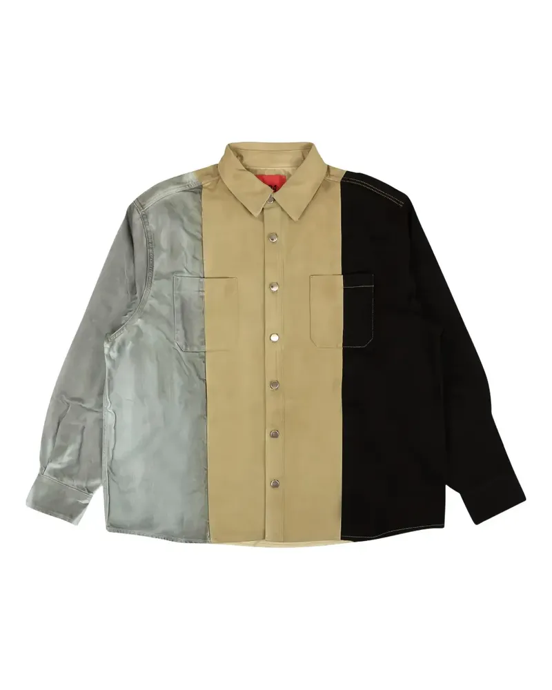 FourTwoFour on Fairfax Jeanshemd in Colour-Block-Optik - Nude Nude