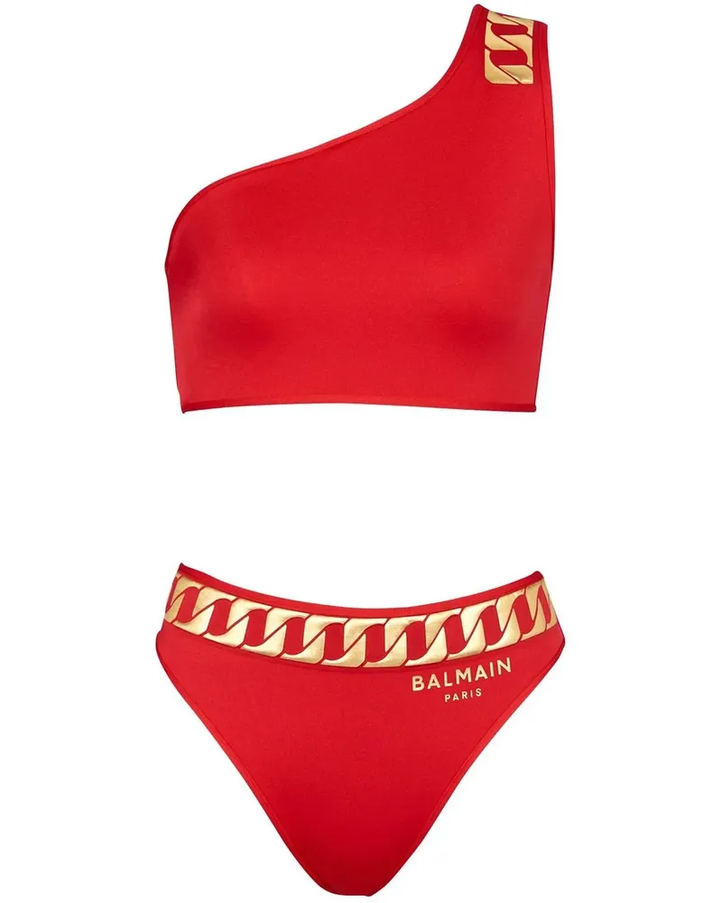 Balmain Bikini mit Ketten-Print - Rot Rot
