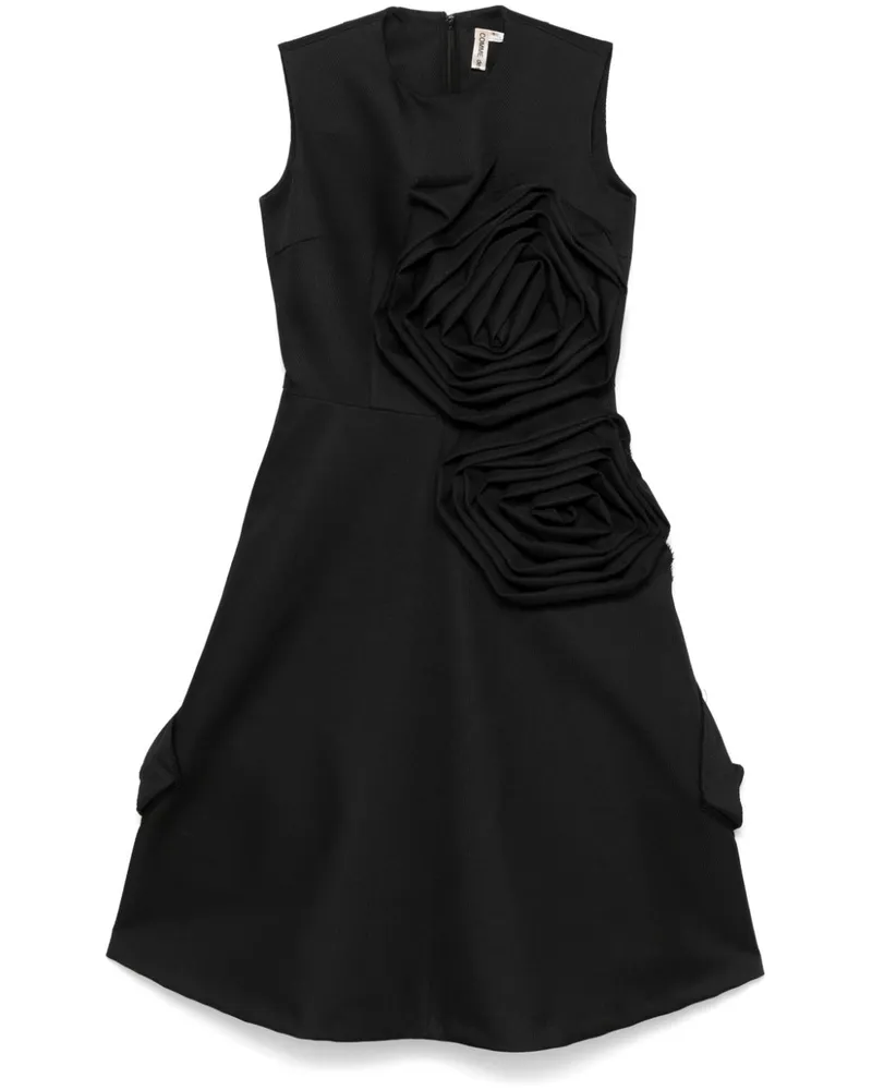 Comme des Garçons Midirock mit Rosenapplikation - Schwarz Schwarz
