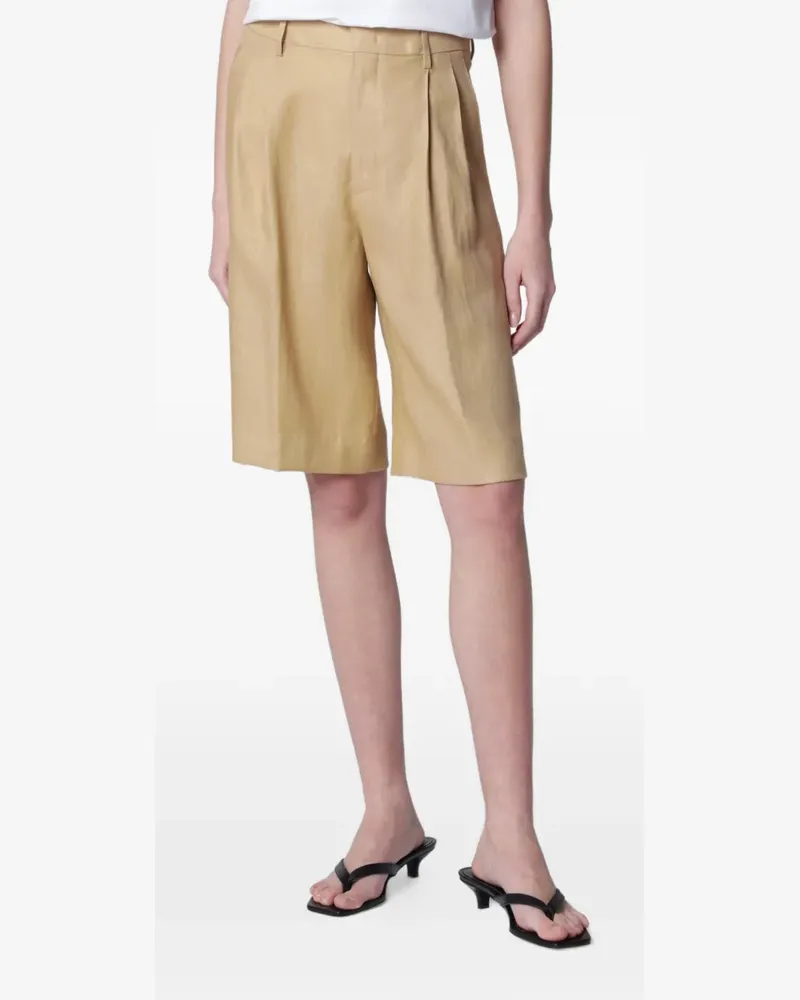 Tagliatore pleated linen shorts - Nude Nude