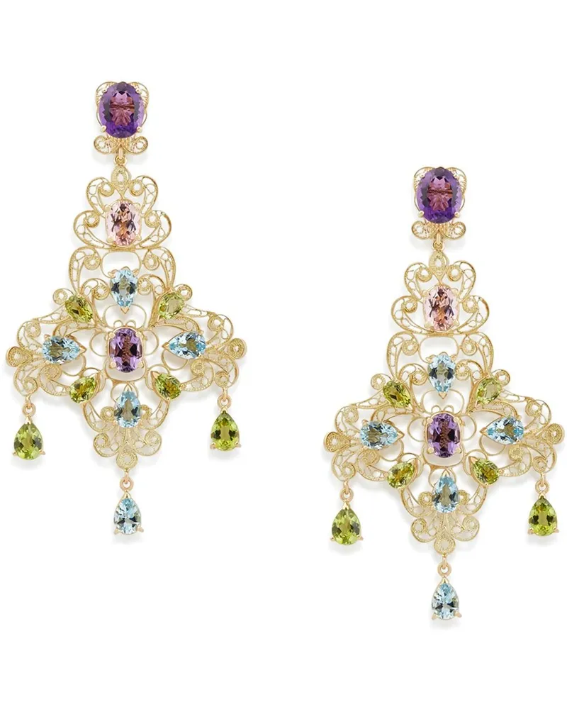 Dolce & Gabbana 18kt Filigree Gelbgoldohrringe mit Amethyst, Aquamarin, Peridot und Morganit Gold