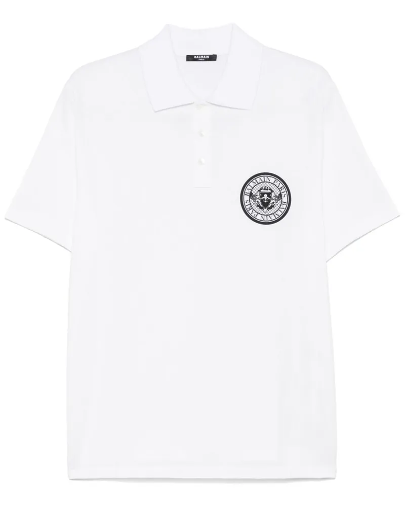 Balmain Poloshirt mit Münzen-Print - Weiß Weiß