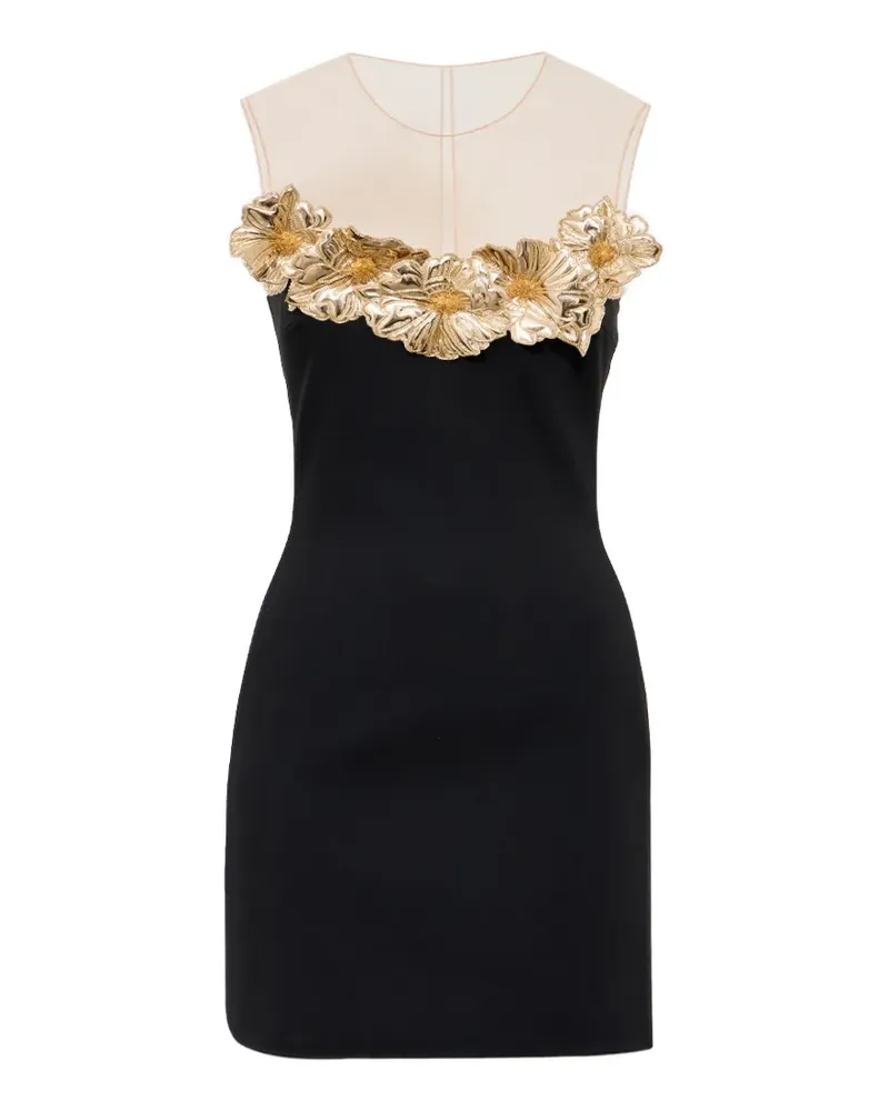 David Koma 3D flower tulle mini dress - Schwarz Schwarz