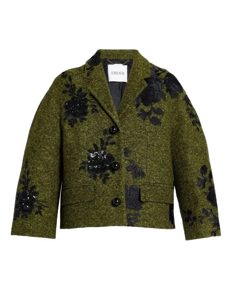 Erdem embroidered cropped jacket - Schwarz Schwarz