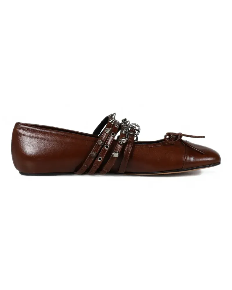 ABRA spike-embellished leather ballet flats - Braun Braun
