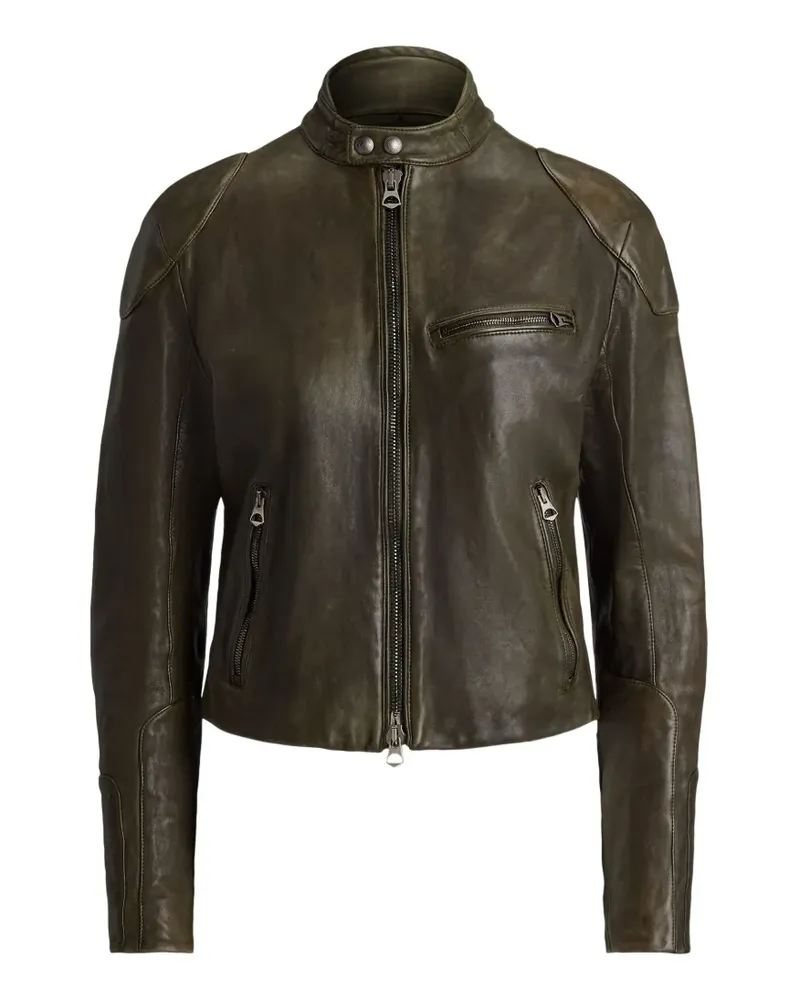 Ralph Lauren Orman quilted-sleeve leather jacket - Grün Grün