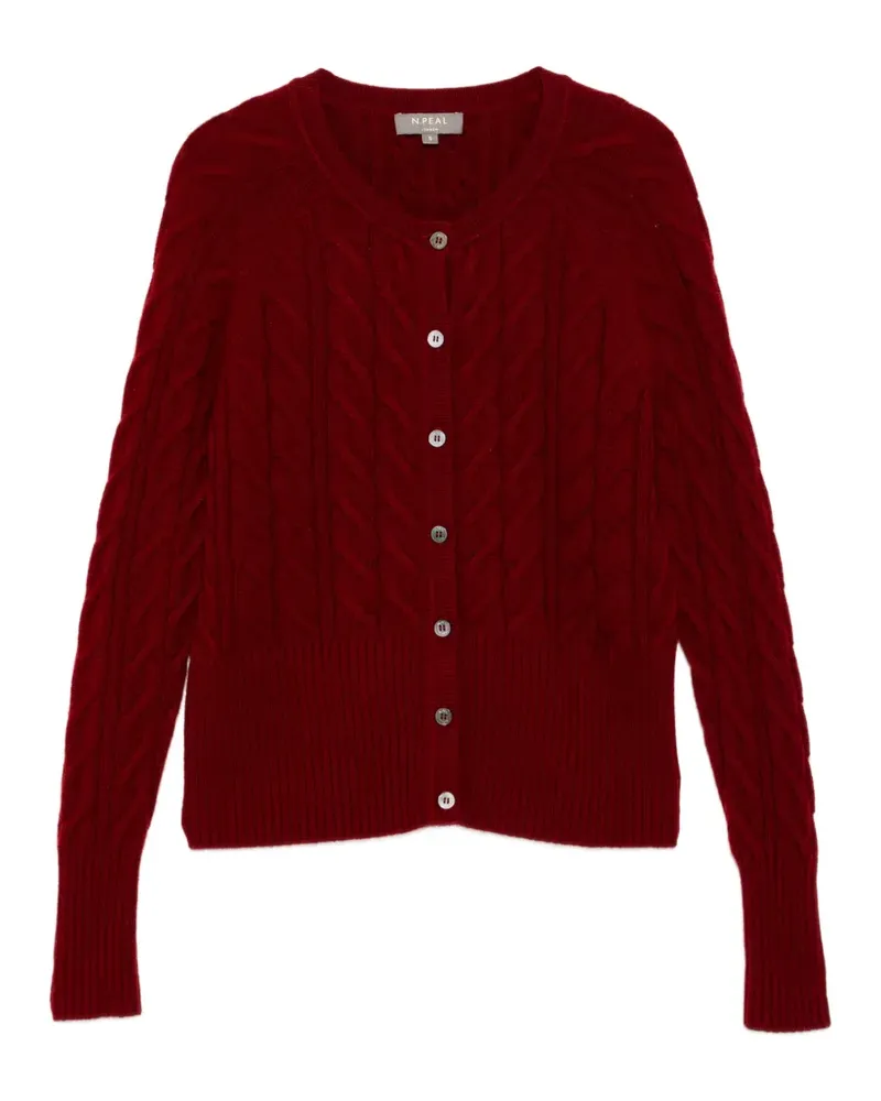 N.Peal Myla Kaschmircardigan mit Zopfmuster - Rot Rot