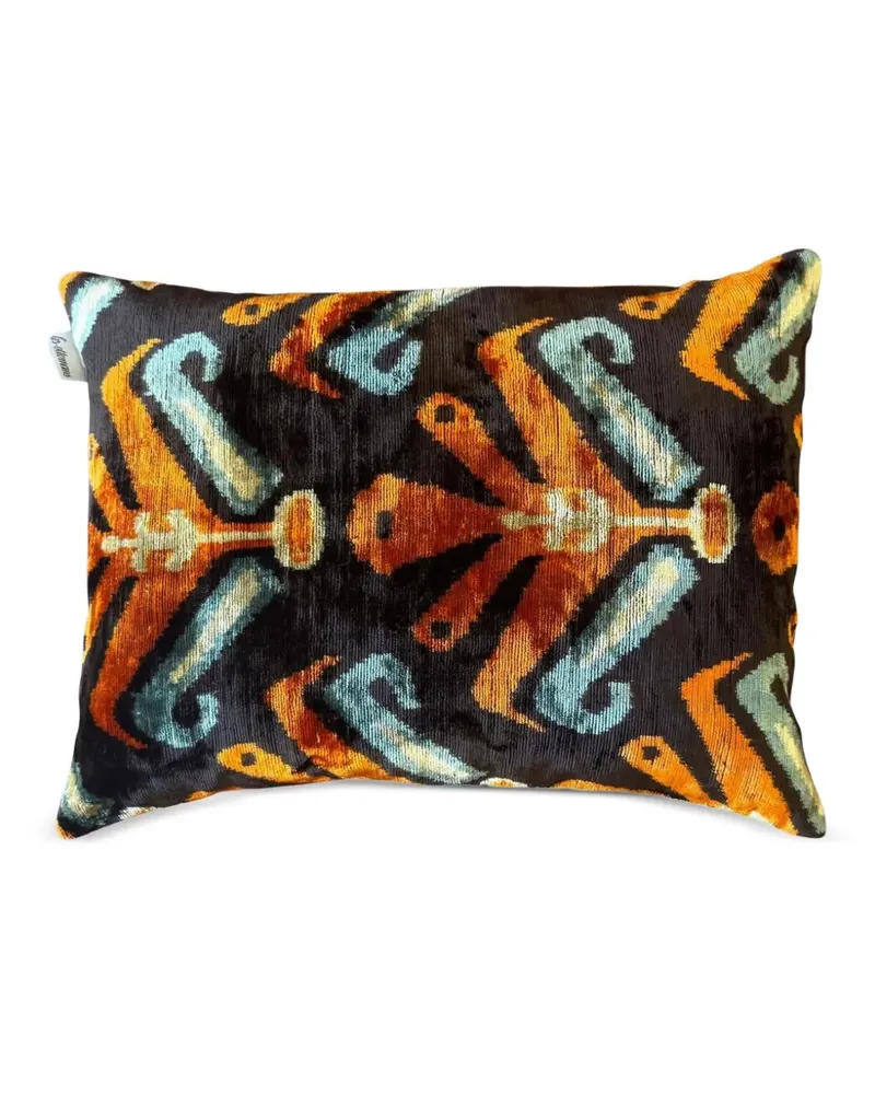 Les-Ottomans Samtkissen mit Muster (50cm x 40cm) - Schwarz Schwarz