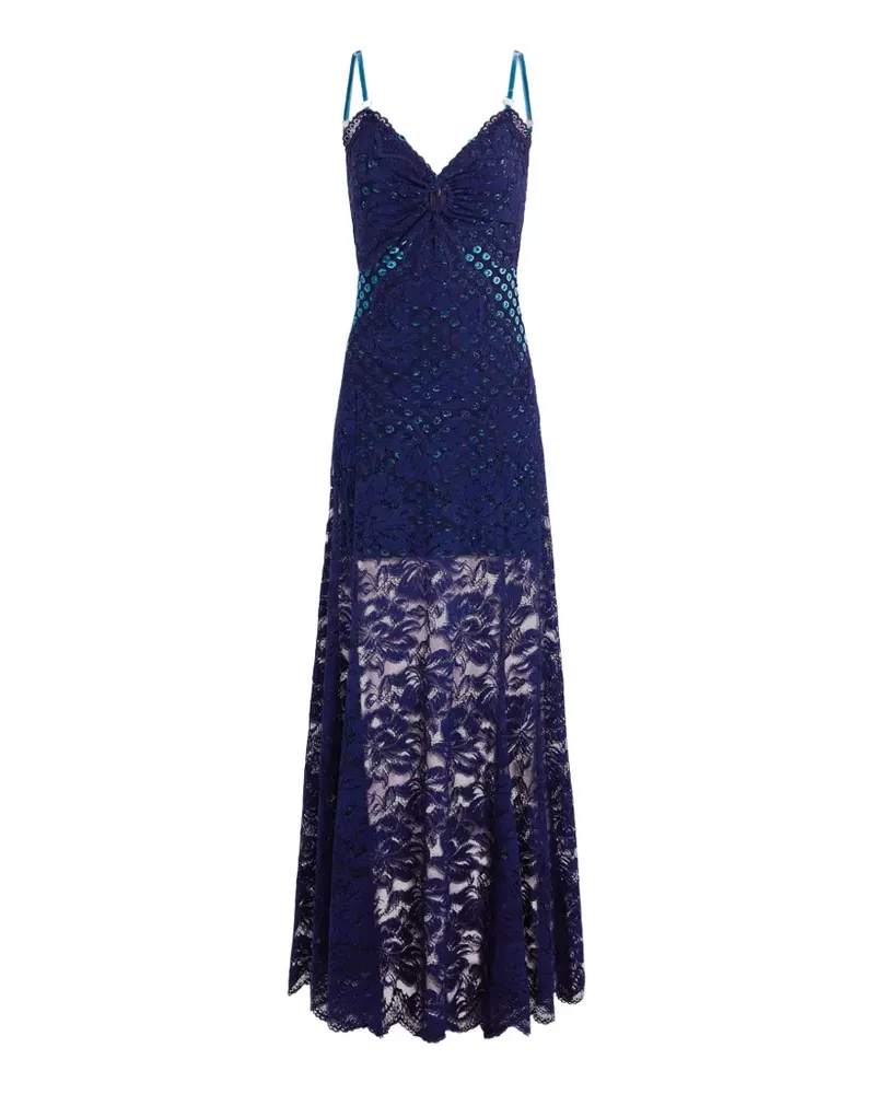Paco Rabanne Kleid aus Trompe-l'oeil-Spitze - Blau Blau