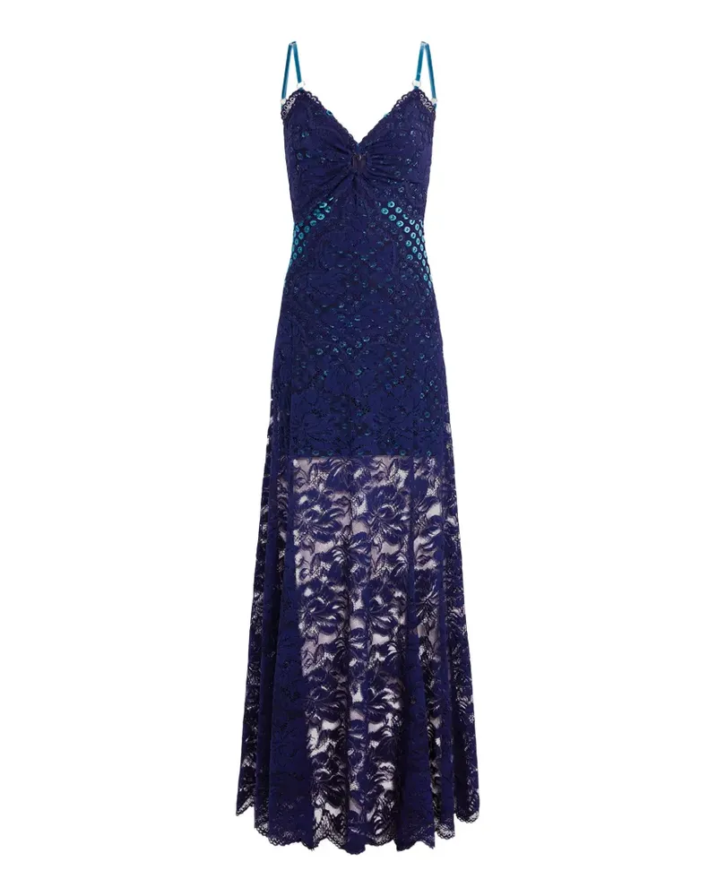 Paco Rabanne trompe-l'œil lace dress - Blau Blau
