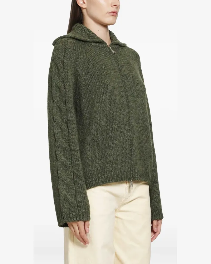 Moncler cable-knit zip-up cardigan - Grün Grün