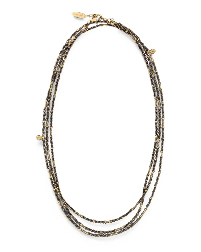 Brunello Cucinelli Gewickeltes Armband aus Sterlingsilber mit braunem Hämatit - Gold Gold