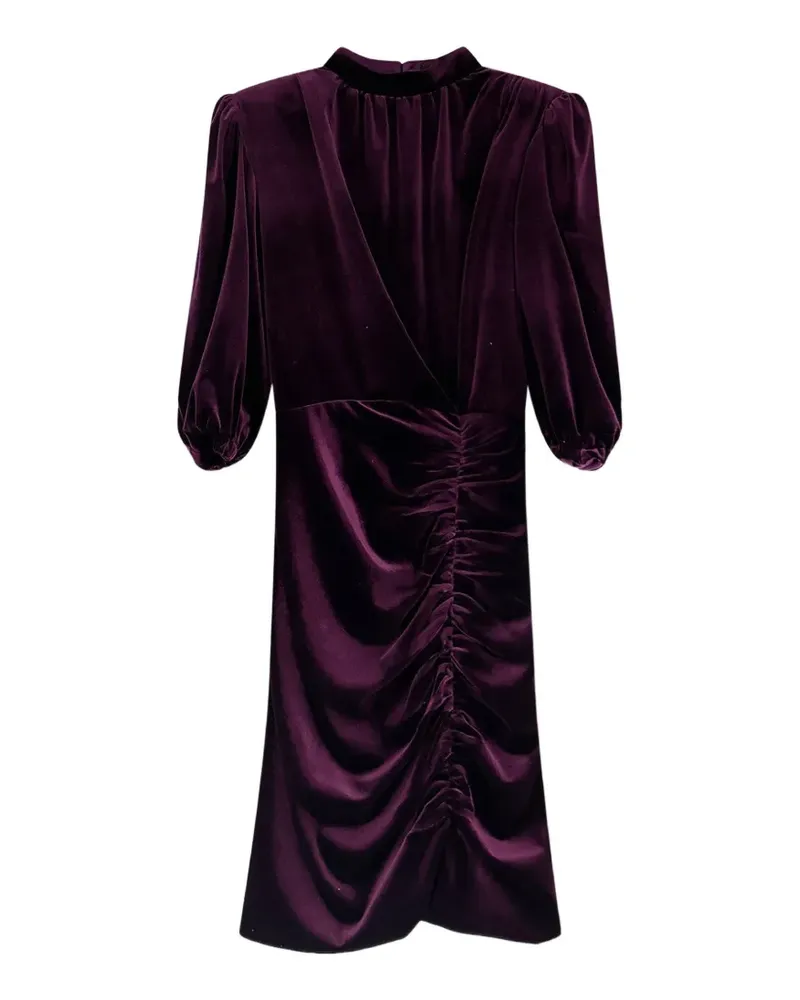 ACTUALEE ruched velvet midi dress - Violett Violett