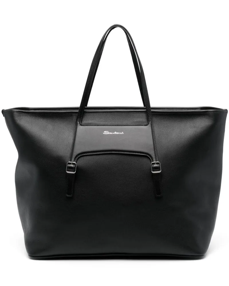 Santoni Handtasche mit Logo-Print Schwarz