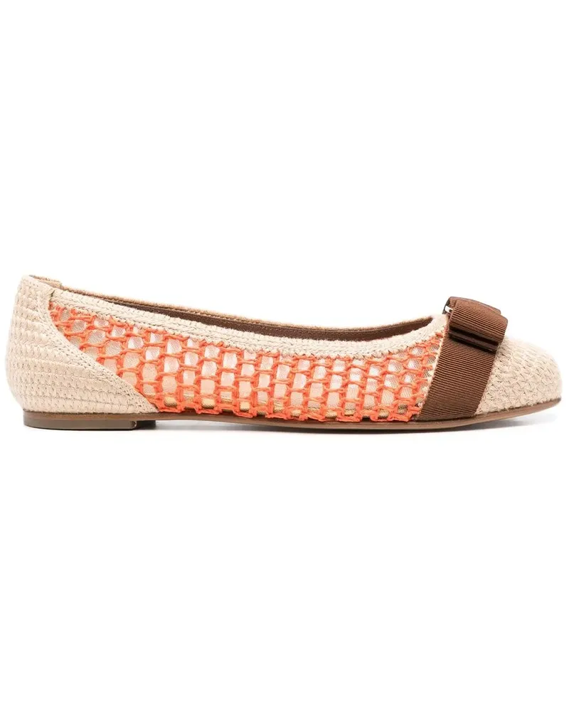 Ferragamo Ballerinas mit Schleife - Nude Nude