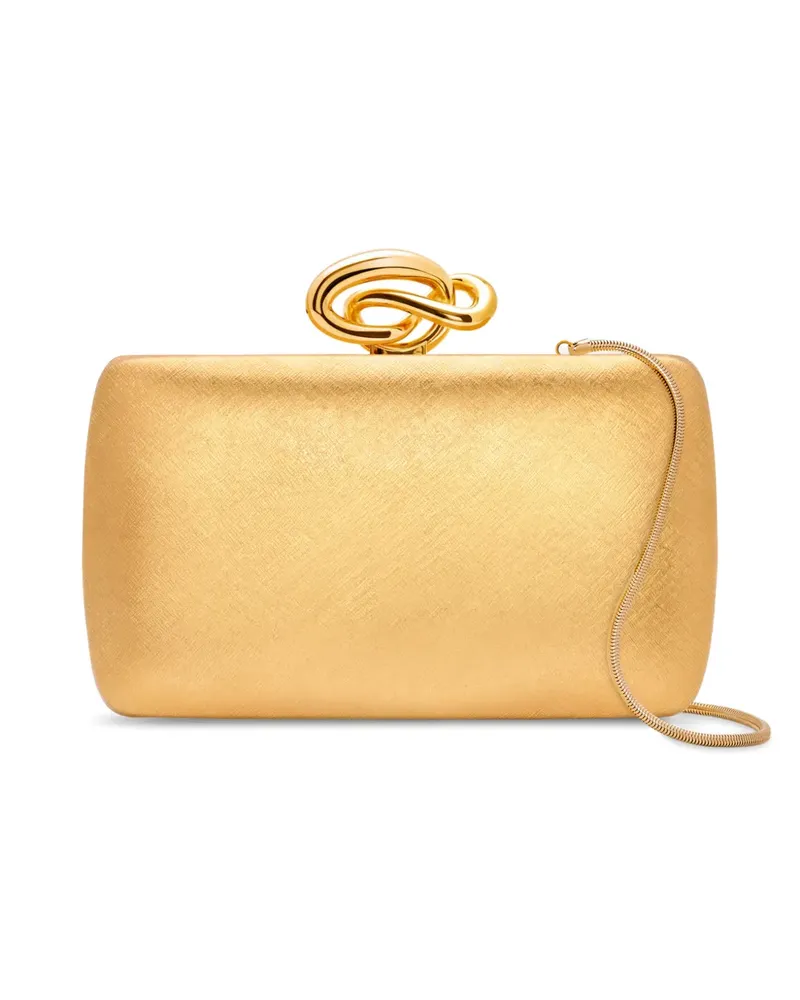 Oscar de la Renta Strukturierte Minaudière Clutch mit Knotenstruktur - Gold Gold
