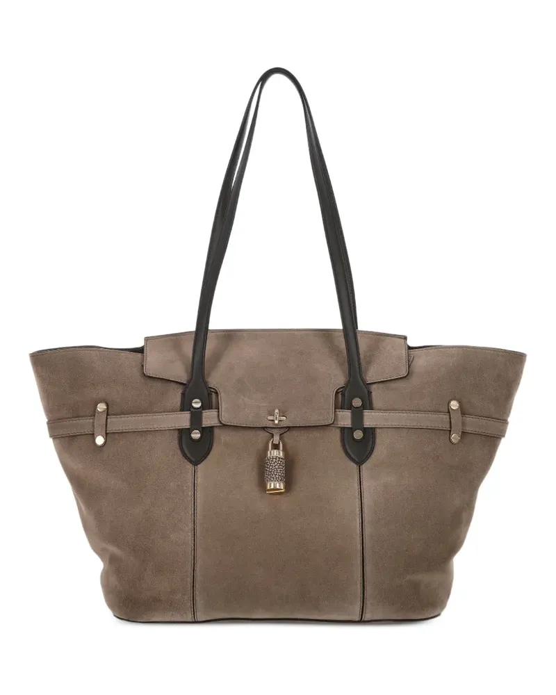 Borbonese Große Premiere Schultertasche mit Schloss - Nude Nude